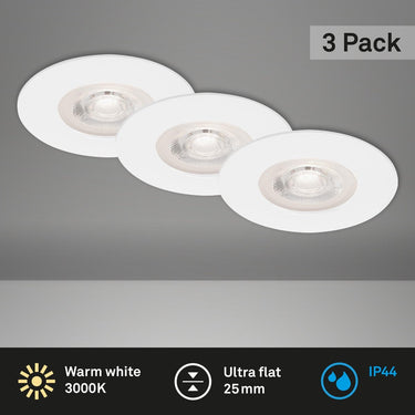 Briloner leuchten - leuchten - led inbouwspots, set van 3, plafondlampen niet dimbaar, elk 5w, 3.000 k, ip44, wit ø9 cm