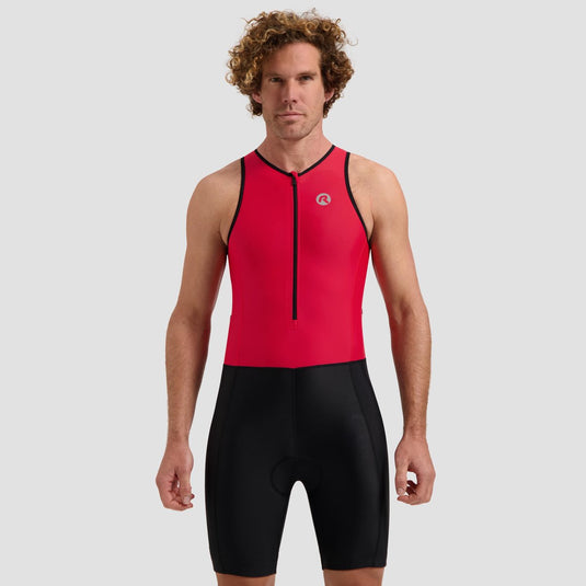 Rogelli florida mouwloos trisuit - triatlonpak voor dames en heren - ademend, sneldrogend - rood zwart - maat s
