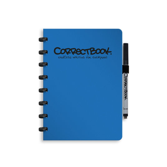 Correctbook a5 uitwisbaar notitieboek – herbruikbaar schrift – earthy blue – blanco – inclusief pen wisdoekje – aanvulbaar met extra pagina’s