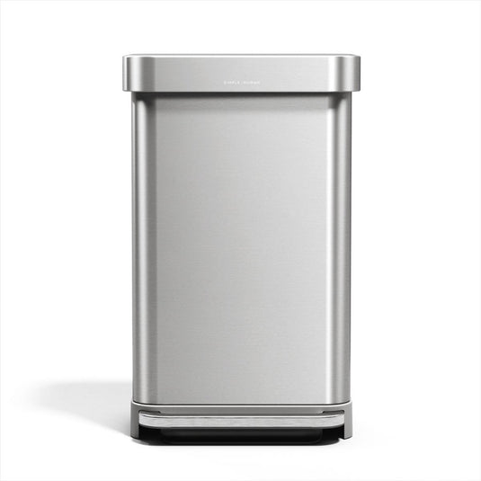 Simplehuman rechthoekige pedaalemmer - 45l - plastic deksel - met zakkenhouder - zilver rvs