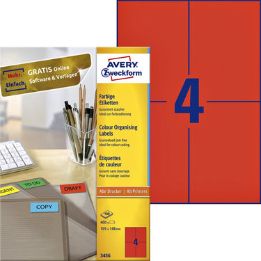 Avery etiketten 400 stuks rood