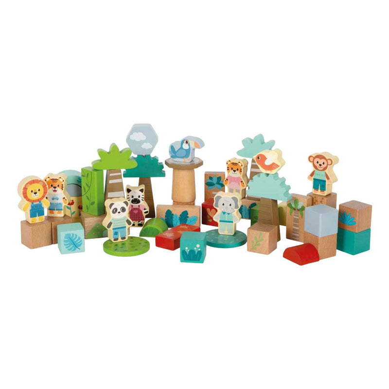 Afbeelding laden in galerijviewer, Small foot - houten bouwblokken jungle friends fsc - 50dlg.
