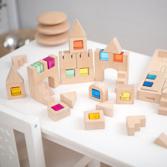 Tickit ® wooden building gem blocks super set - pk82 + tray
