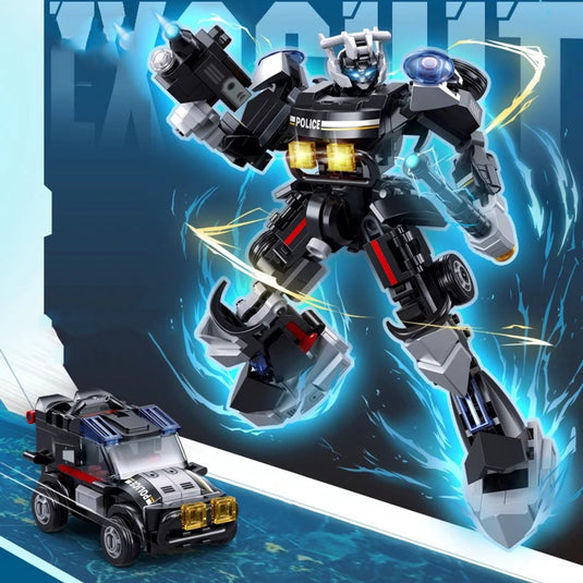 Sluban exosuit robot politieauto bouwspeelgoed 2in1 actiefiguur – constructiespeelgoed – bouwset met 247 bouwstenen – m38‑b1316 – vanaf 6 jaar