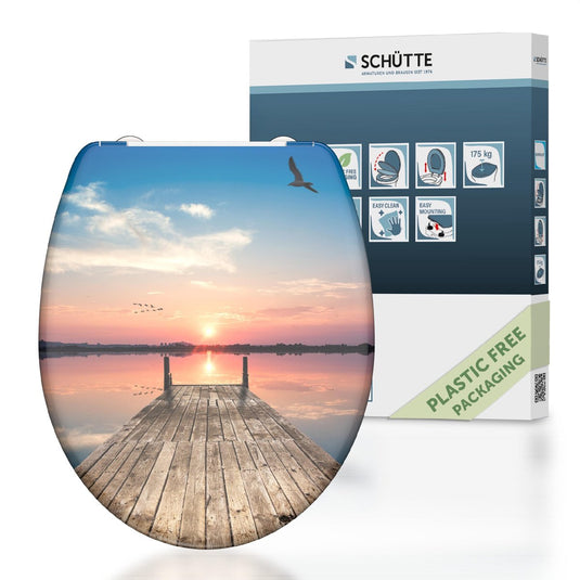 Schütte wc-bril 82378 sunset sky - duroplast - soft close - afklikbaar - rvs-scharnieren - belastbaar tot 175 kg - decor - 3-zijdige print