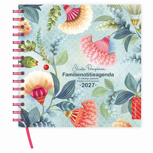 Comello agenda - 2027 - familie - floral balloon - 6pers. - 17mnd. - harde kaft - 19x20,5cm