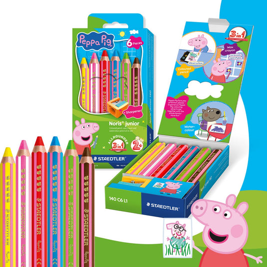 Staedtler peppa pig x noris junior 3-in-1 kleurpotlood - set 6 st