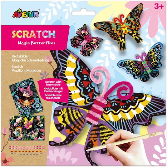 Avenir scratch en knutsel - vlinders - met pijpenragers - creatief spelen - 3+