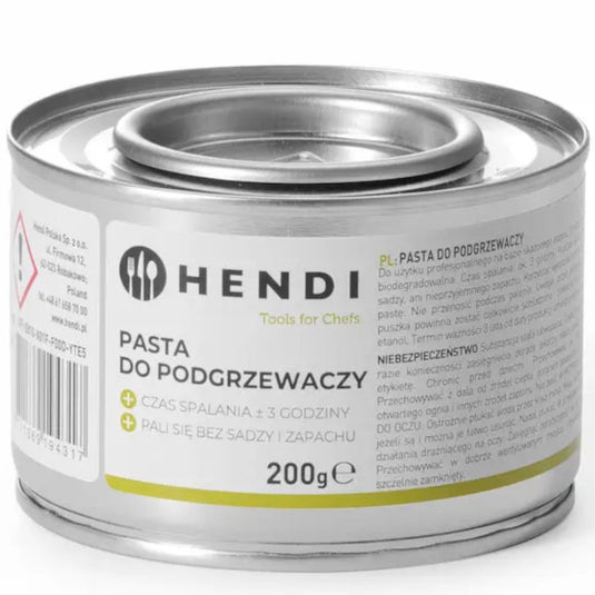 Hendi - pasta voor voedselwarmers - 200g - 3 uren brandtijd - bio ethanol