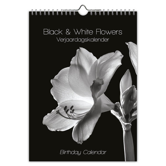 Comello black and white flowers verjaardagskalender - a4