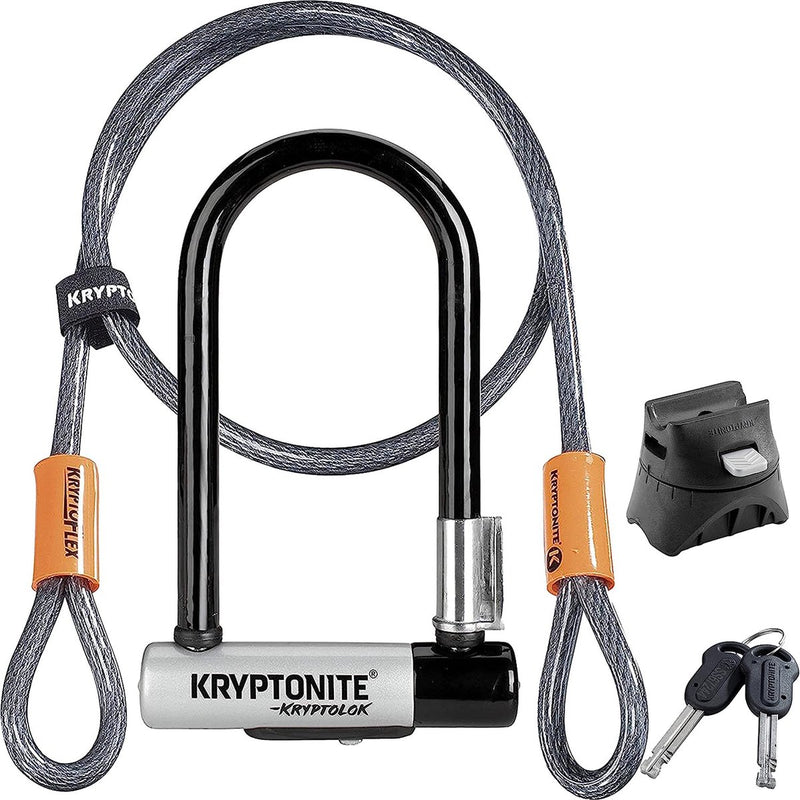 Load image into Gallery viewer, Kryptonite moderate beugelslot met kabel – fiets – art-2 slot – beugelslot elektrische fiets – 22,9 cm lang – staal – zwart zilver
