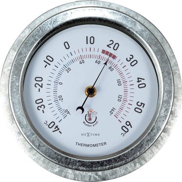 Nextime lelie – thermometer – 22 cm – metaal – gegalvaniseerd zilver – weerbestendig