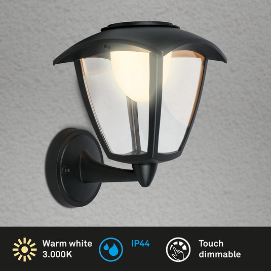 Briloner - led wandlamp akku - touch - vervangbare batterij - zwart - verwisselbare voet - 23 x 29,5 x 16,5 cm - zwart