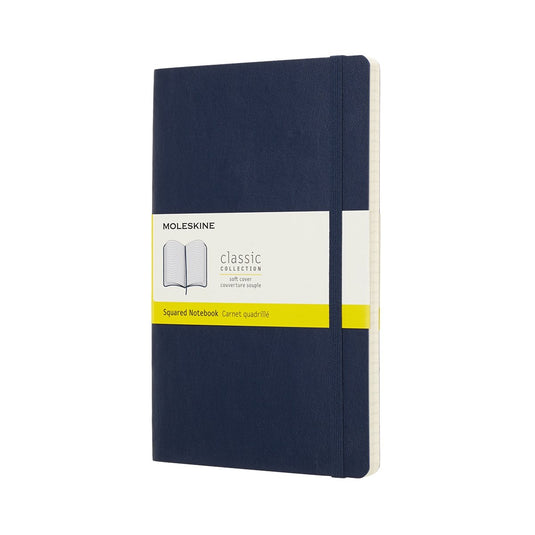 Moleskine classic notitieboek - large - softcover - geruit - saffier blauw
