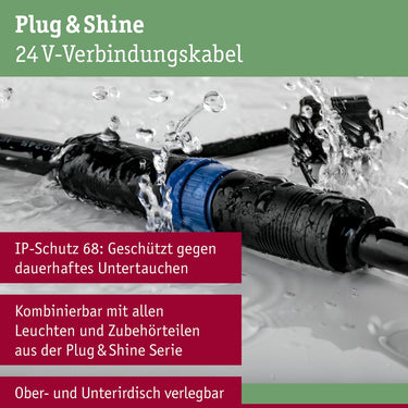 Paulmann plug shine kabel 10m 2 uitgangen ip68 zwart