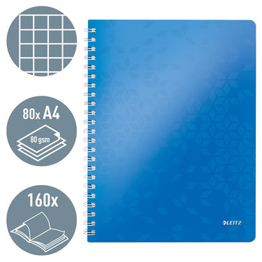 Leitz wow schrift formaat 21 x 297 cm( a4) geruit 5 mm blauw
