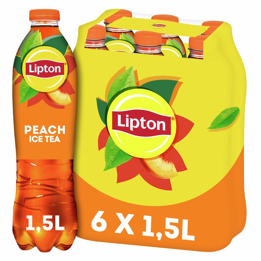 Lipton ice tea fles - peach - laag in calorieën - 6 x 1500 ml - voordeelverpakking