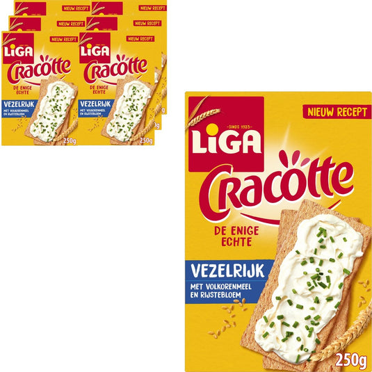 Liga cracotte luchtige crackers vezelrijk 6 x 250g - crackers - broodvervangers - hoog in vezel - ontbijt