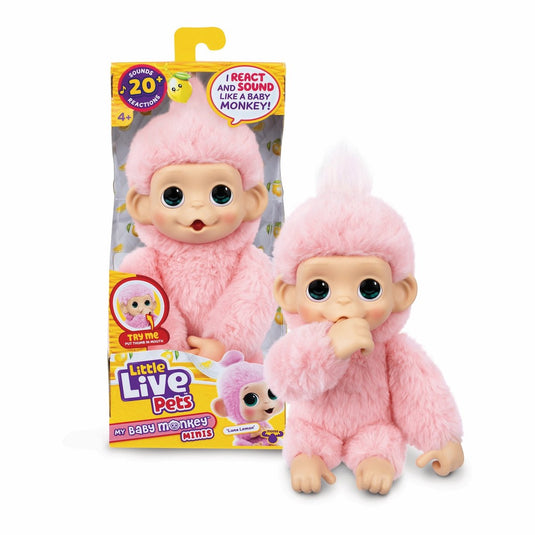 Little live pets - my baby monkey minis 'luna lemon' baby-aapje - interactieve pluchen knuffel