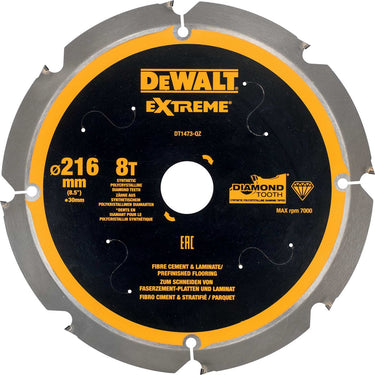 Dewalt cirkelzaagblad voor cementplaten | extreme | ø 216mm asgat 30mm 8t - dt1473-qz
