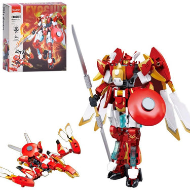 Sluban exosuit robot red phoenix bouwspeelgoed 2in1 actiefiguur - constructiespeelgoed - bouwset met 248 bouwstenen - m38-b1277 - vanaf 6 jaar