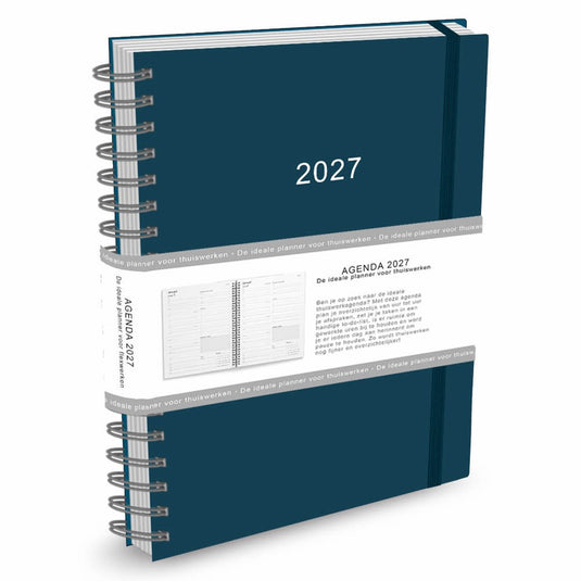 Comello agenda - 2027 - thuiswerkagenda - blauw - groot - 17,5x25cm
