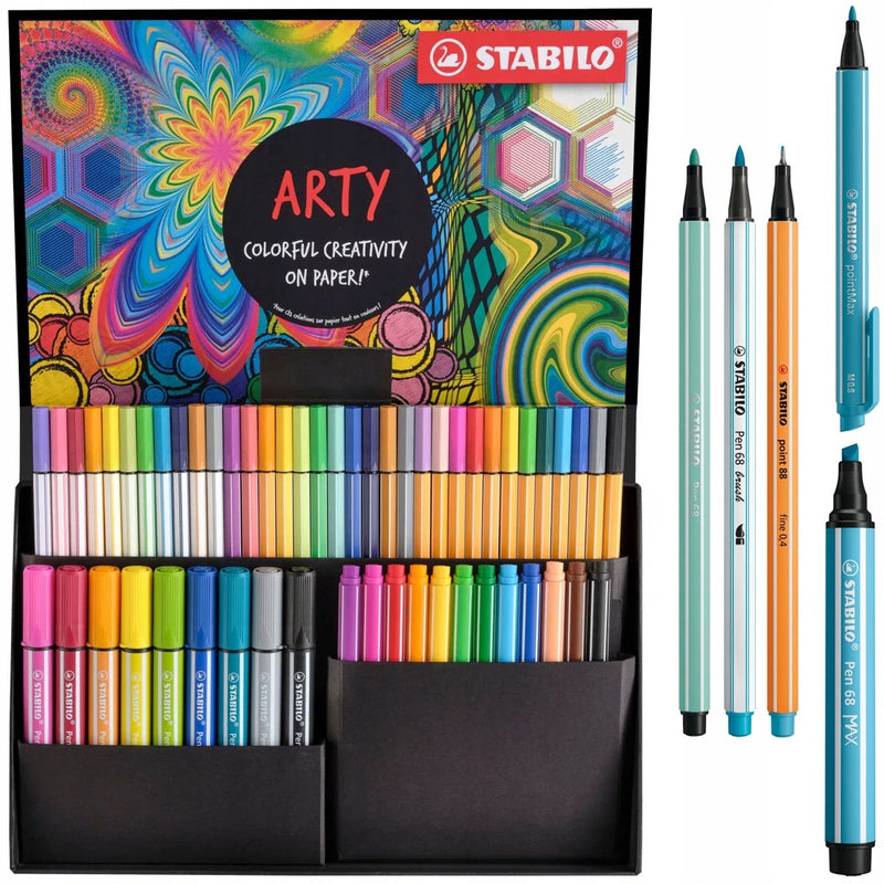 Load image into Gallery viewer, Stabilo arty set - set pen 68, pen 68 brush, point 88, pen 68 max pointmax - combi etui met 55 stuks
