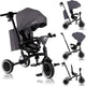 Lionelo tris plus driewieler 2in1 – kinderwagen driewieler – 360° draaibare zitting – vanaf 9 maanden tot 5 jaar (25 kg) – grote pu anti-lek wielen – verstelbare rugleuning – ouderstuur – vrijloopfunctie – inclusief accessoireset