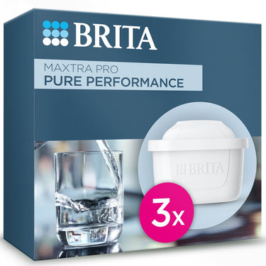 Brita waterfilterpatroon maxtra pro pure performance - 3 stuks - originele waterfilter voor waterfilterkannen - filtert onzuiverheden zoals herbiciden, pfas, chloor, kalk en metalen