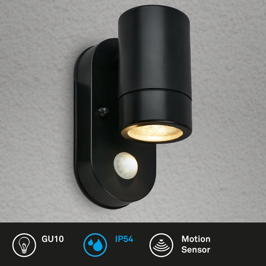 Briloner - led wandlamp buiten - buitenlamp met bewegingssensor - ip54 - 30-seconden lichtduur - 15 x 7 x 9,5 cm - zwart