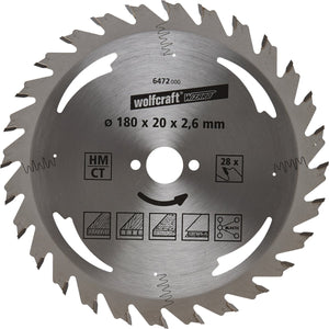 Wolfcraft - cirkelzaagblad 180x20mm - 28 tanden - zaagblad voor cirkelzaag - serie zilver - 6472000