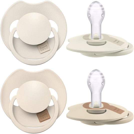 Difrax lovi fopspeen dynamisch - prime - 6 tot 18 maanden - lichtbeige creme - 2 stuks