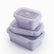 Muitomas lunchboxset - 3-delige - siliconen – opvouwbaar – met deksel - magnetron-, vaatwasser- en vriezerbestendig - violet