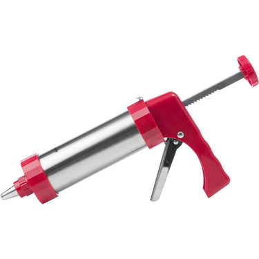 Westmark koekpers decoratiespuit, met 8 sjablonen en 8 spuitmonden, inhoud: 250 ml, roestvrij staal kunststof, zilver rood, 32332260