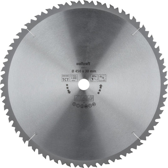 Wolfcraft - zaagtafel cirkelzaagblad 450x30mm - 40 tanden - zaagblad voor tafelzaag - serie bruin - 6595000
