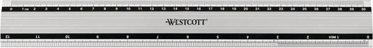 Westcott liniaal - 50 cm 19 inch - aluminium - met anti slip - ac-e10193