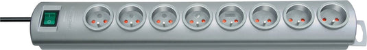 Brennenstuhl primera-line stekkerdoos 8-voudig zilver 2m h05vv-f 3g1,5 *fr be*