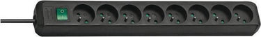 Brennenstuhl eco-line stekkerdoos met schakelaar 8-voudig zwart 3m h05vv-f 3g1,5 *fr*