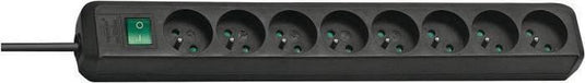 Brennenstuhl eco-line stekkerdoos met schakelaar 8-voudig zwart 3m h05vv-f 3g1,5 *fr*