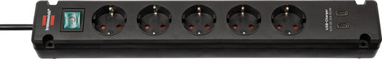 Brennenstuhl stekkerdoos 5-voudig met 2 usb c-laadpoorten (stekkerdoos usb c met schakelaar en 3m kabel, verdeeldoos voor wandmontage)