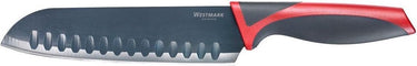 Westmark santokumes keukenmes, lemmetlengte 17 cm, breed lemmet met kuiltjes, met mesbeschermer, roestvrij staal kunststof, antraciet rood, 14562270