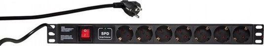 Logilink pdu7c01 19 inch stekkerdoos voor patchkast 1 he geaarde contactdoos aluminium profiel, met schakelaar, vast in