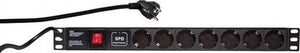 Logilink pdu7c01 19 inch stekkerdoos voor patchkast 1 he geaarde contactdoos aluminium profiel, met schakelaar, vast in