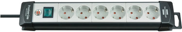 Brennenstuhl premium-line stekkerdoos 6-voudig zwart lichtgrijs 3m h05vv-f 3g1,5
