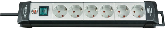 Brennenstuhl premium-line stekkerdoos 6-voudig zwart lichtgrijs 3m h05vv-f 3g1,5