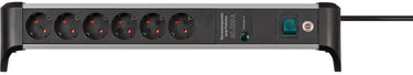 Brennenstuhl alu-office-line 60.000a overspanningsbeveiligings contactdoosstrip 6-voudig 1,8m h05vv-f 3g1.5