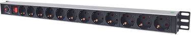 Intellinet 714044 19 inch stekkerdoos voor patchkast 1 he geaarde contactdoos zwart