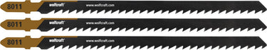 Wolfcraft - 3 decoupeerzaagbladen voor kanthout vuren - 100mm - hcs-blad met t-schacht - hout - 8011000