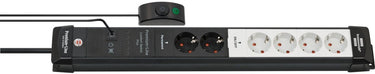 Brennenstuhl premium-line comfort switch plus stekkerdoos 6-voudig zwart lichtgrijs 3m h05vv-f 3g1,5 2 x permanente, 4 x schakelbare