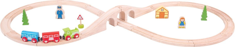 Load image into Gallery viewer, Bigjigs houten treinbaan - - 8-vormig - 26-delig

